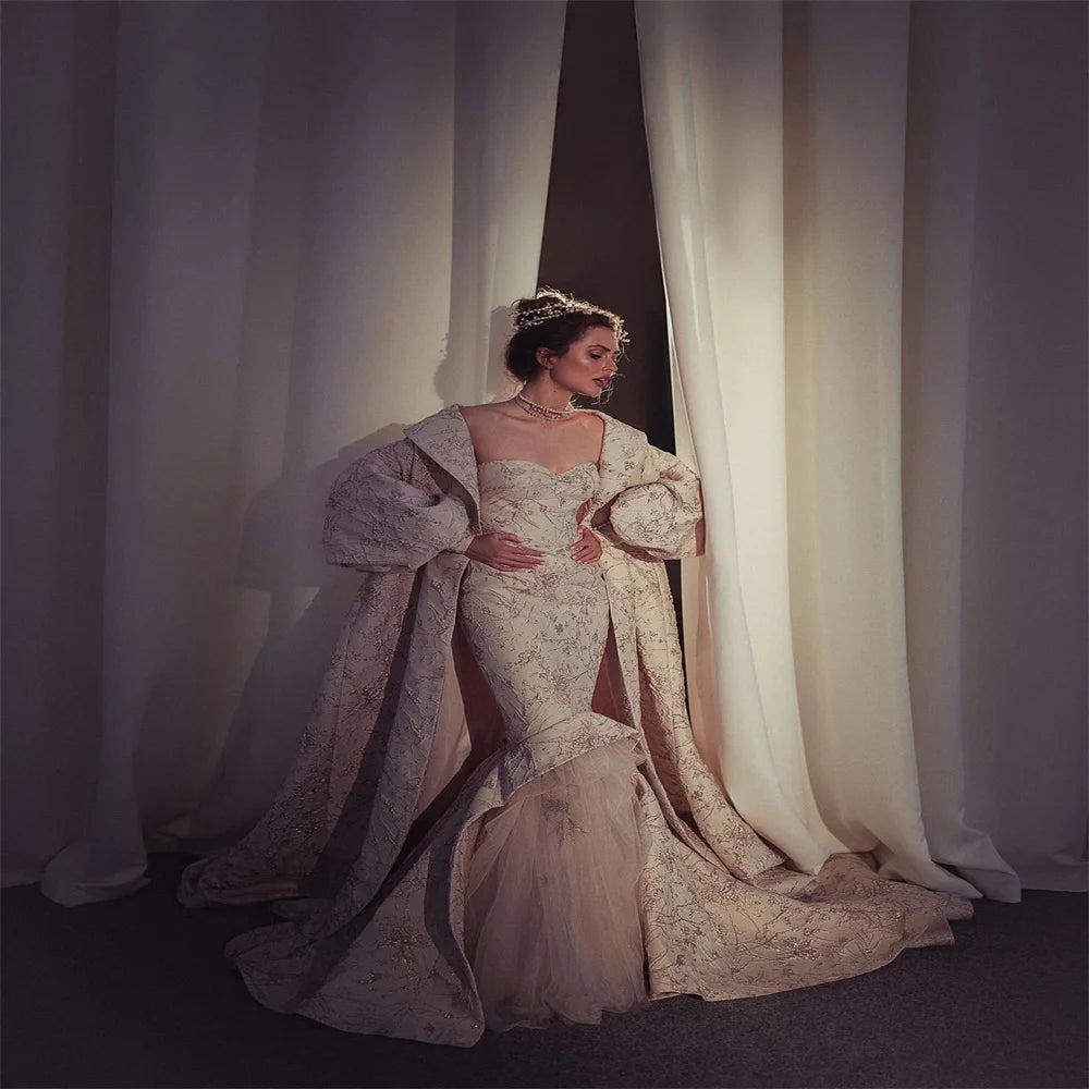 Luxury Sweetheart Neck Floor-length Wedding Dress Romantic Sleeveless Mermaid Bridal Gown Royal Vestidos De Novia
