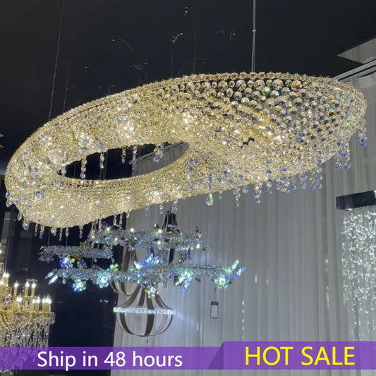 Luxury crystal chandeliers alien Luster designer Modern villa lobby decorative lighting custom color sizes