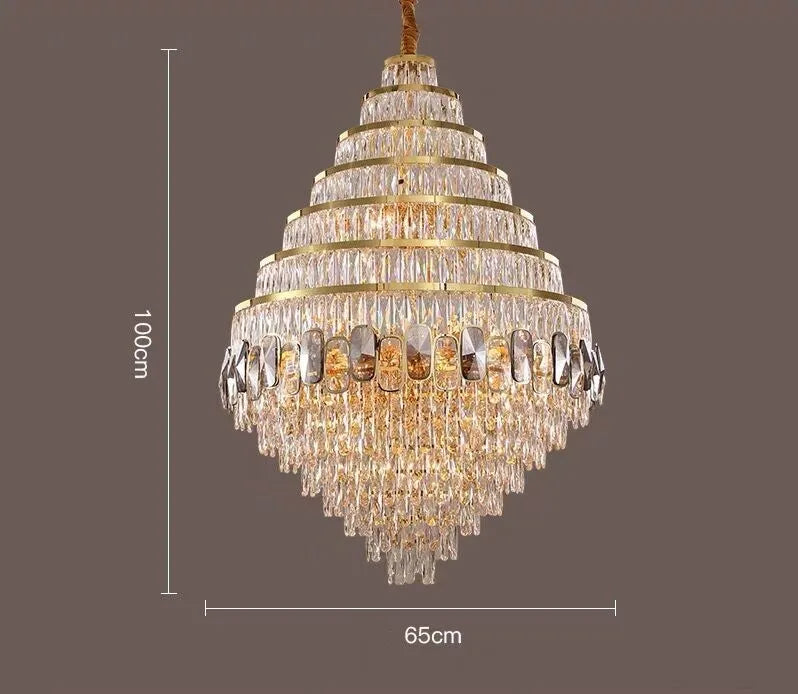 Luxury crystal villa large chandelier for living room hotel lobby decoration lighting mixed color crystal lamp