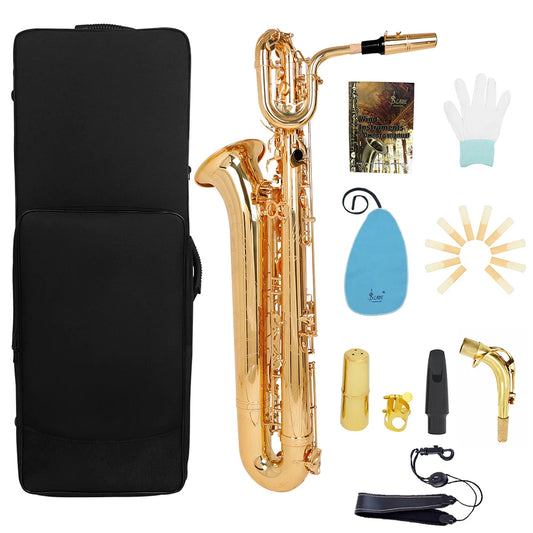 M MBAT Baritone Saxophone E Flat Hand Carving Woodwind Instruments With Replaceable Fitting Suit For Beginner Adult Grading Exam