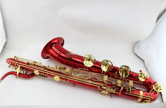 MARGEWATE Baritone Saxophone Unique Red Surface Dragon Pattern Bari Sax with Good Condition Free Shipping