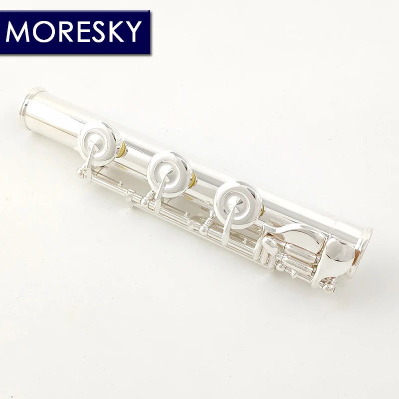 MORESKY 17 Open Holes C Key Flute 925 Sterling Silver Body Silver-Plated With E Key FML-308