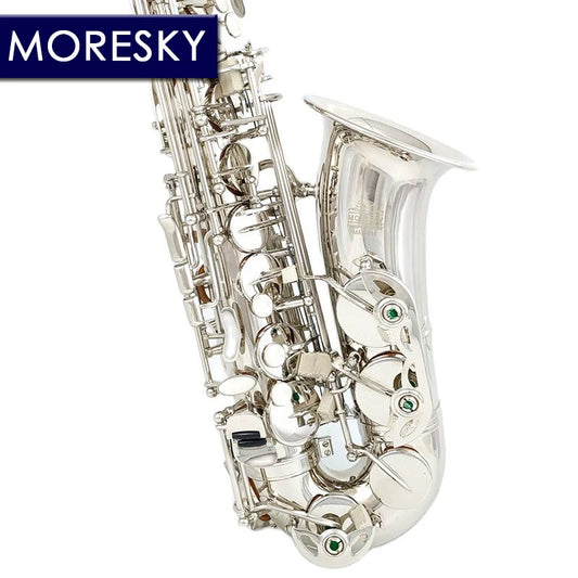 MORESKY Alto Saxophone Nickel-Plated E-Flat Eb Gold Keys With Case Music Instrument MAS-111