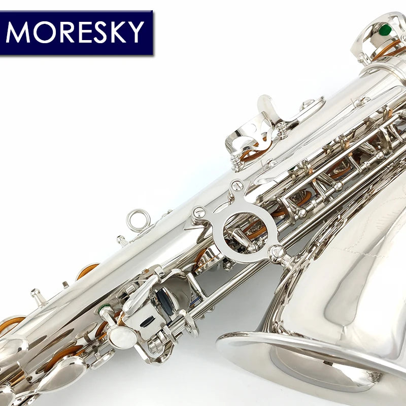 MORESKY Alto Saxophone Nickel-Plated E-Flat Eb Gold Keys With Case Music Instrument MAS-111