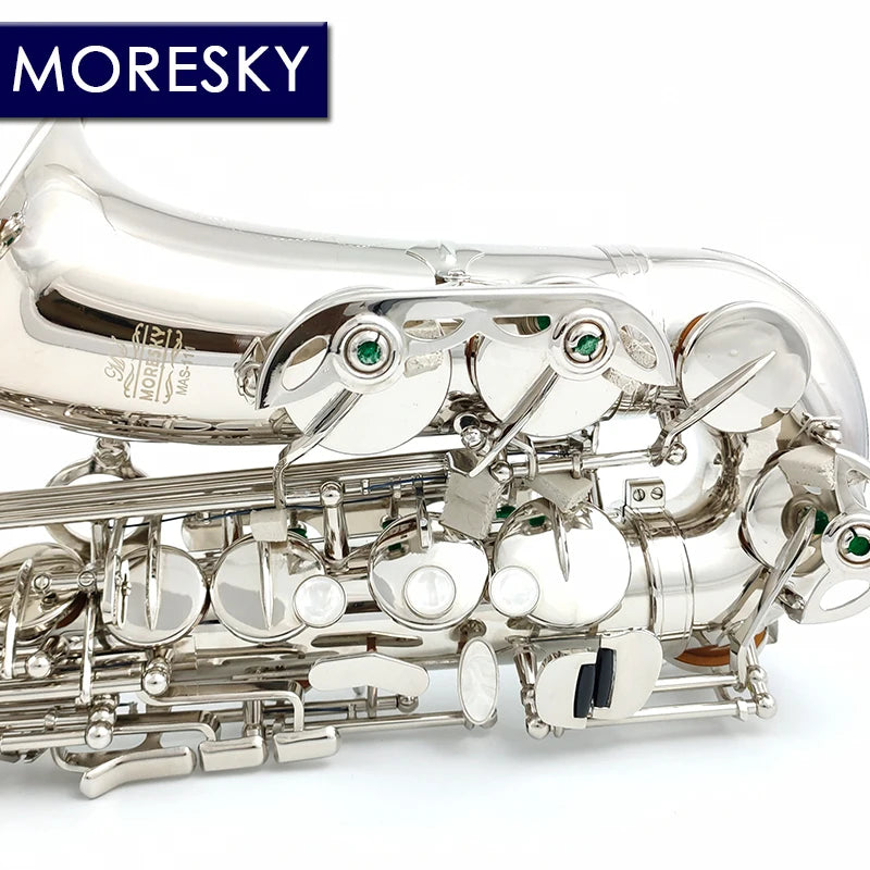 MORESKY Alto Saxophone Nickel-Plated E-Flat Eb Gold Keys With Case Music Instrument MAS-111