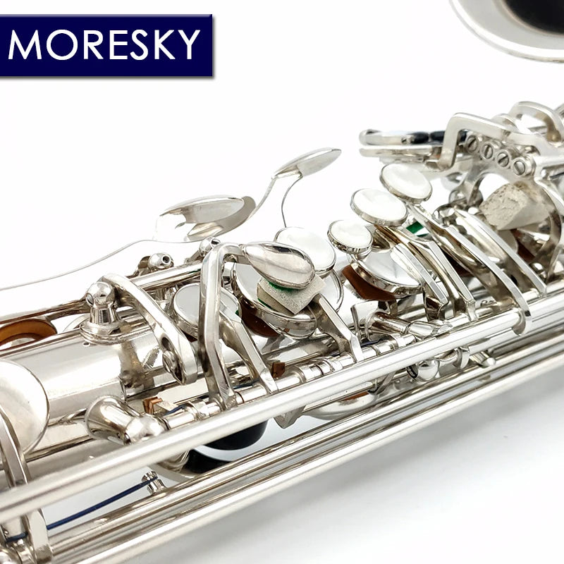 MORESKY Alto Saxophone Nickel-Plated E-Flat Eb Gold Keys With Case Music Instrument MAS-111