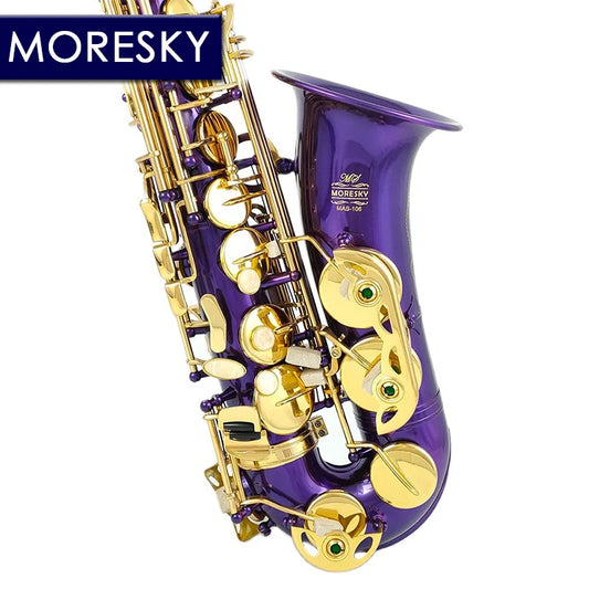 MORESKY Alto Saxophone Purple E-Flat Eb Gold Keys With Case Music Instrument MAS-106