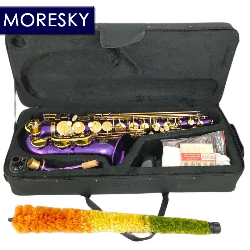 MORESKY Alto Saxophone Purple E-Flat Eb Gold Keys With Case Music Instrument MAS-106