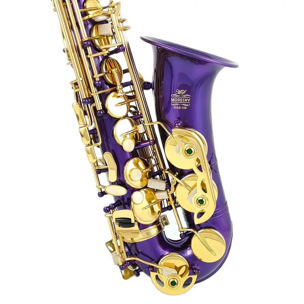 MORESKY Alto Saxophone Purple E-Flat Eb Gold Keys With Case Music Instrument MAS-106