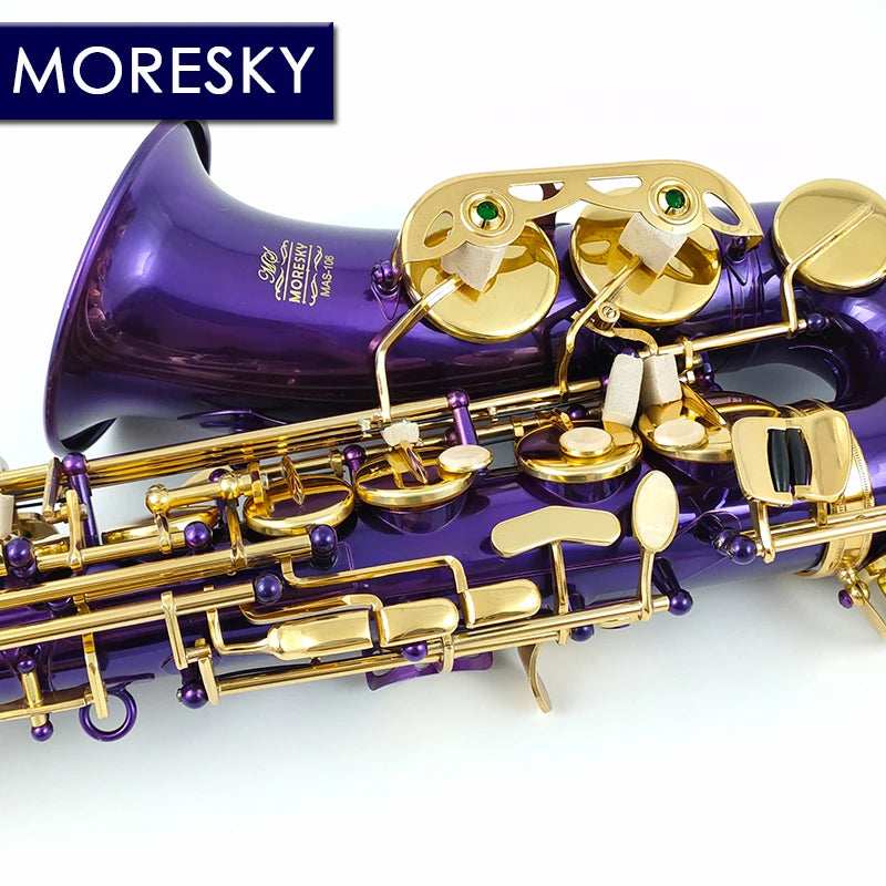 MORESKY Alto Saxophone Purple E-Flat Eb Gold Keys With Case Music Instrument MAS-106