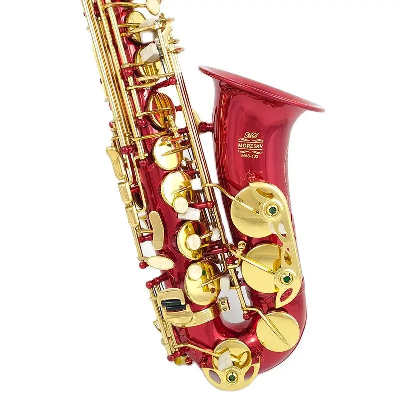 MORESKY Alto Saxophone Red E-Flat Eb Gold Keys With Case Music Instrument MAS-103