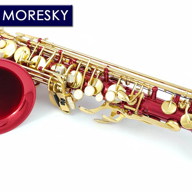 MORESKY Alto Saxophone Red E-Flat Eb Gold Keys With Case Music Instrument MAS-103