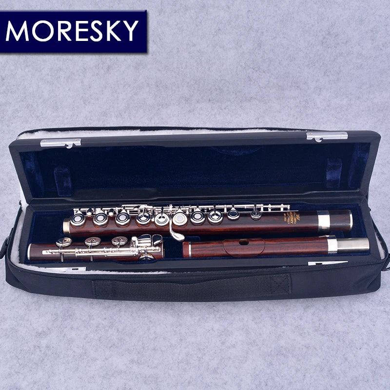 MORESKY Redwood Flute 17 Open Hole Silver Plated E Key Cocobolo Professional MFL-203