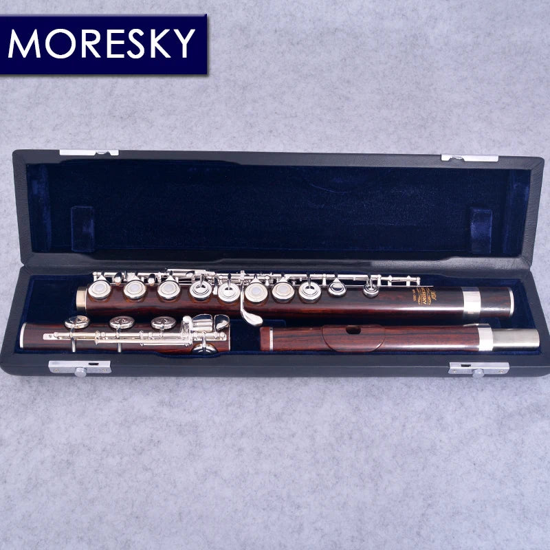 MORESKY Redwood Flute 17 Open Hole Silver Plated E Key Cocobolo Professional MFL-203