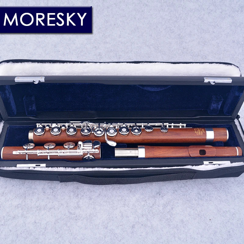 MORESKY-Redwood Flute, 17 Open Hole, Silver Plated E Key, Rosewood Mopane, Professional MFL-202