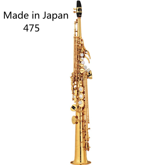 Made in Japan 475Brass Straight Soprano Bb B Flat Sax Saxophone Woodwind Instrument Natural Shell Key Carve Pattern