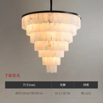 Marble all-copper chandeliers modern villa duplex living room light luxury Chinese style dining room bedroom lamps