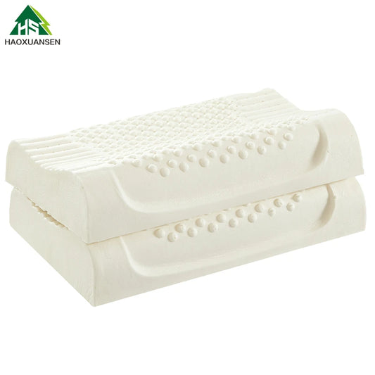Massage Latex Pillow SGS Certification 2 Pieces Natural Latex Filling Neck Protect Vertebrae Health Care Slow Rebound Pillowcase