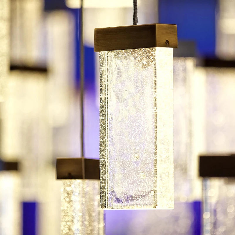Minimalist European chandelier art villa restaurant duplex stairs light luxury style shop decoration crystal pendant lamp