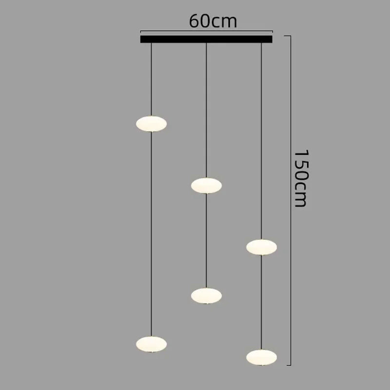 Modern Art Villa Stairwell Hollow LED Chandelier Minimalist Black Round Stair Hanging Lamps Indoor Home Long Lighting Fixtures