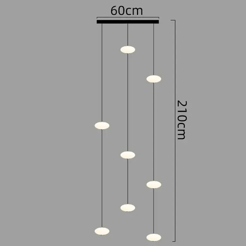 Modern Art Villa Stairwell Hollow LED Chandelier Minimalist Black Round Stair Hanging Lamps Indoor Home Long Lighting Fixtures