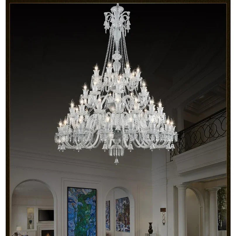 Modern Crystal Chandelier Villa Hotel Hall Living Room Ceiling Pendant Lighting Indoor Home LED Candle Crystal Hanging Lamps