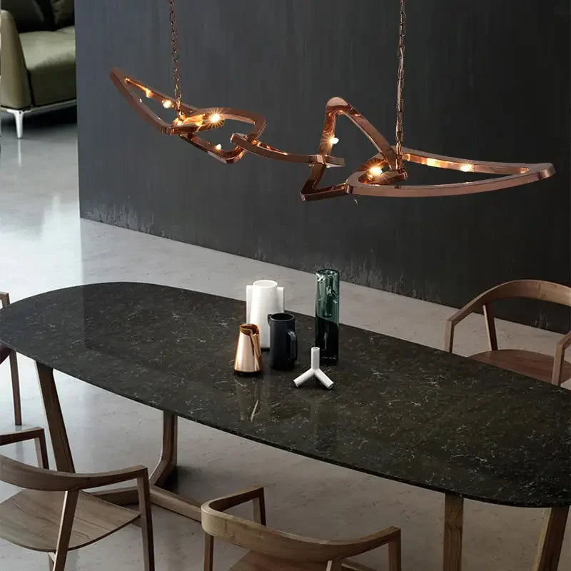 Modern European And American New Restaurant Chandeliers Italian Designer Bar Pendant Light Luxury Villa Stainless Steel Lamps