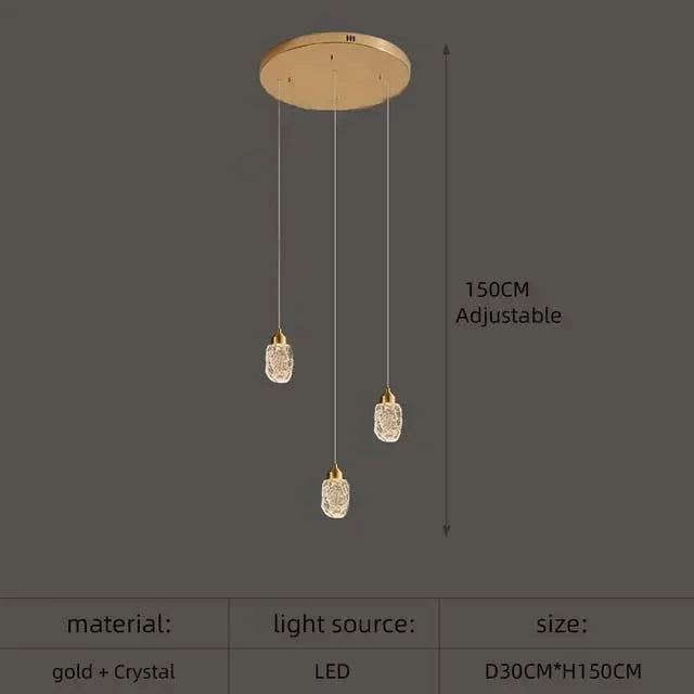 Modern LED Crystal Chandelier For Staircase Living Room Luxury Creative Design Hallway Villa Gold Hanging Light Long Indoor Lamp