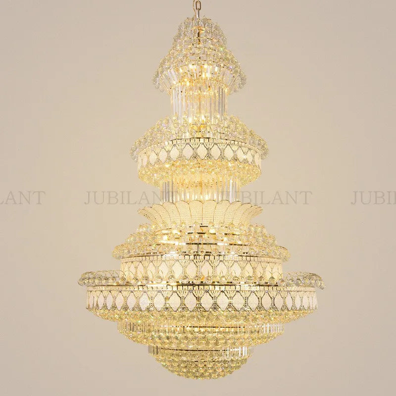 Modern LED Crystal Long Chandeliers Large Pendant Lamps E14 Hanging Lights For Villa Spiral Staircase Living Room Hotel Lobby