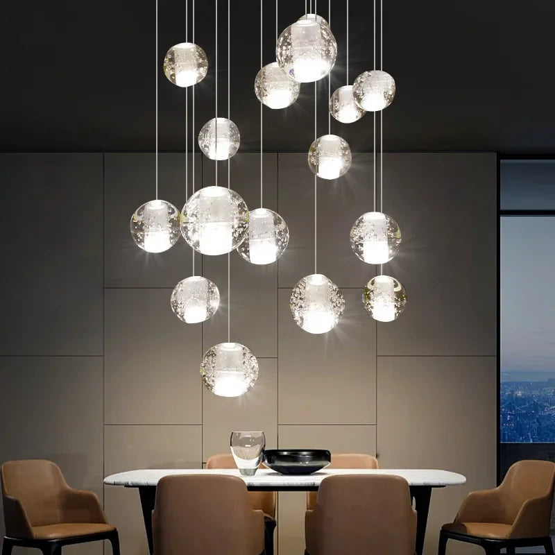 Modern Led G4 Crystal Ball Chandeliers Living Dining Room Villa Foyer Pendant Lamp Nordic Luxury Home Decor Loft Light Fixture