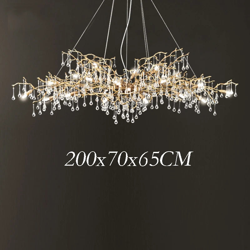 Modern Luxury Copper Crystal Chandelier Lighting LOFT Villa Large Lustre Pendant Lamp for Living Room Hotel Art Decor Lighting