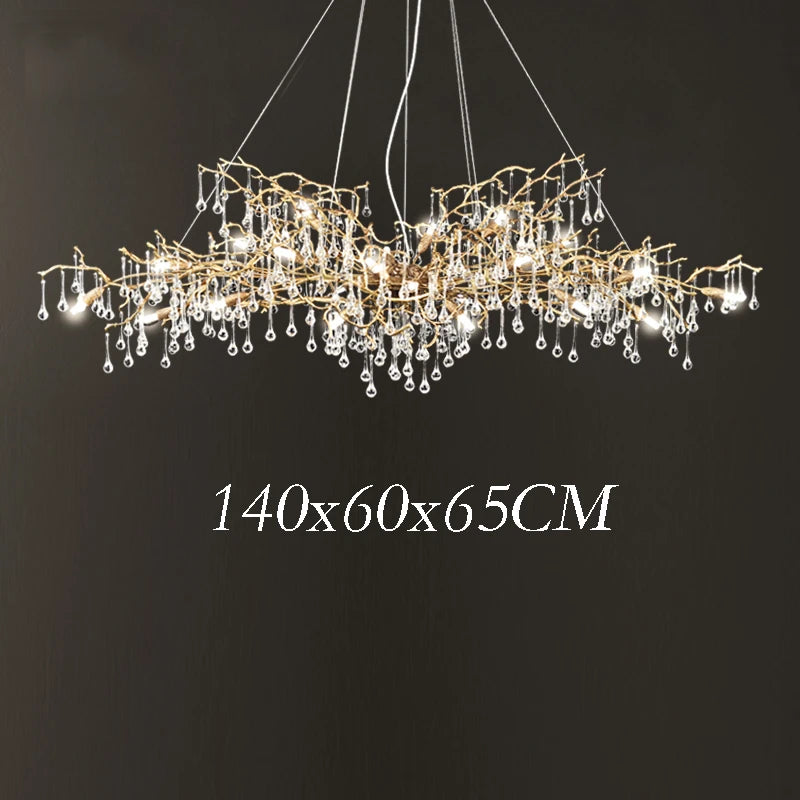 Modern Luxury Copper Crystal Chandelier Lighting LOFT Villa Large Lustre Pendant Lamp for Living Room Hotel Art Decor Lighting