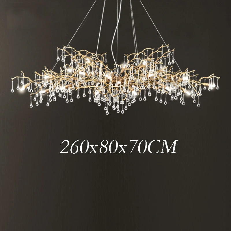 Modern Luxury Copper Crystal Chandelier Lighting LOFT Villa Large Lustre Pendant Lamp for Living Room Hotel Art Decor Lighting