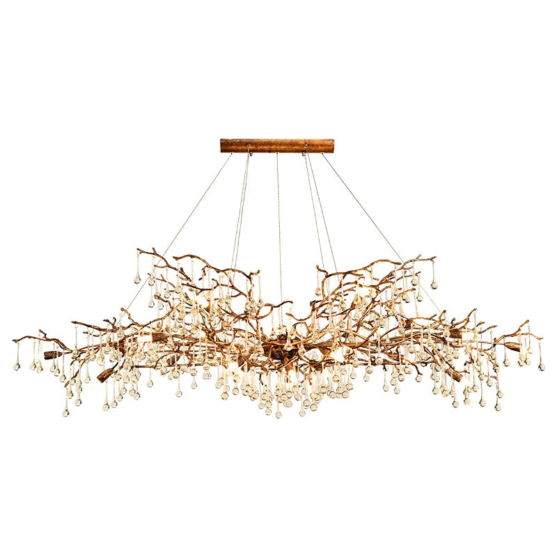 Modern Luxury Copper Crystal Chandelier Lighting LOFT Villa Large Lustre Pendant Lamp for Living Room Hotel Art Decor Lighting