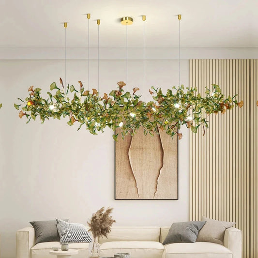 Modern Luxury Living Room Chandeliers Custom Ginkgo Leaves High-end Hanging Lights for VIlla Hotel Hall Gallery Ceiling Lamps