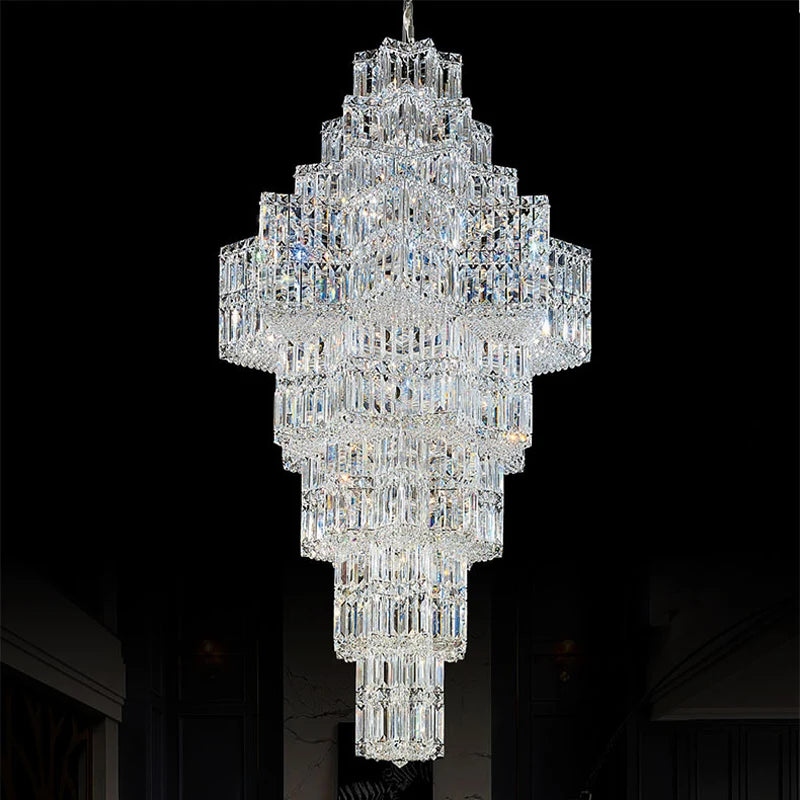 Modern Top Luxury K9 Crystal Chandeliers Lights Fixture Big Long Egyptian Crystal Chandelier Hotel Hall Villa Home Hanging Lamps