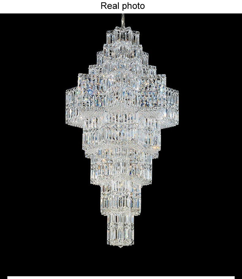 Modern Top Luxury K9 Crystal Chandeliers Lights Fixture Big Long Egyptian Crystal Chandelier Hotel Hall Villa Home Hanging Lamps