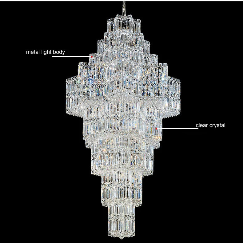 Modern Top Luxury K9 Crystal Chandeliers Lights Fixture Big Long Egyptian Crystal Chandelier Hotel Hall Villa Home Hanging Lamps