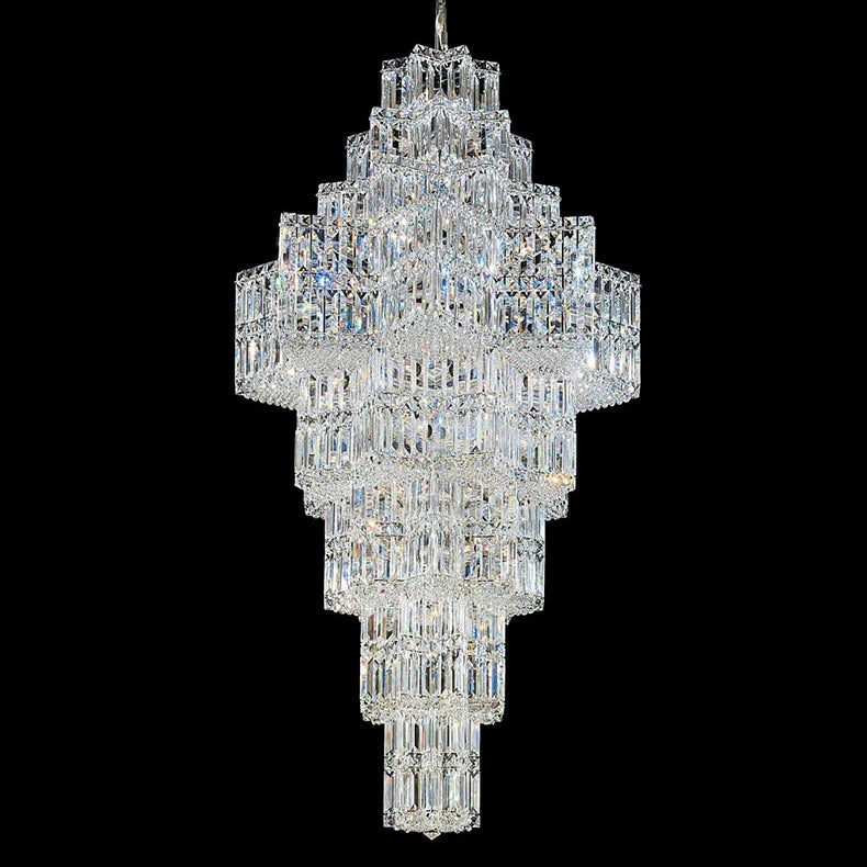 Modern Top Luxury K9 Crystal Chandeliers Lights Fixture Big Long Egyptian Crystal Chandelier Hotel Hall Villa Home Hanging Lamps