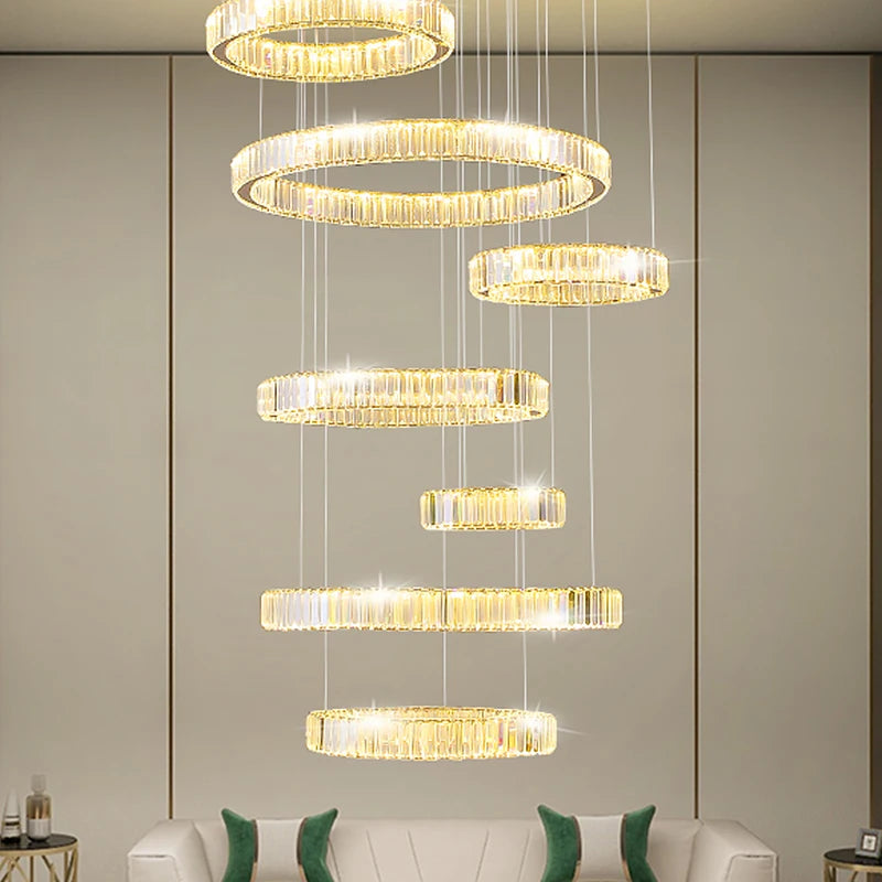 Modern led chandeliers lighting luxury Crystal Chandelier ining room bedroom circular staircase light villa hall hotel Lustre