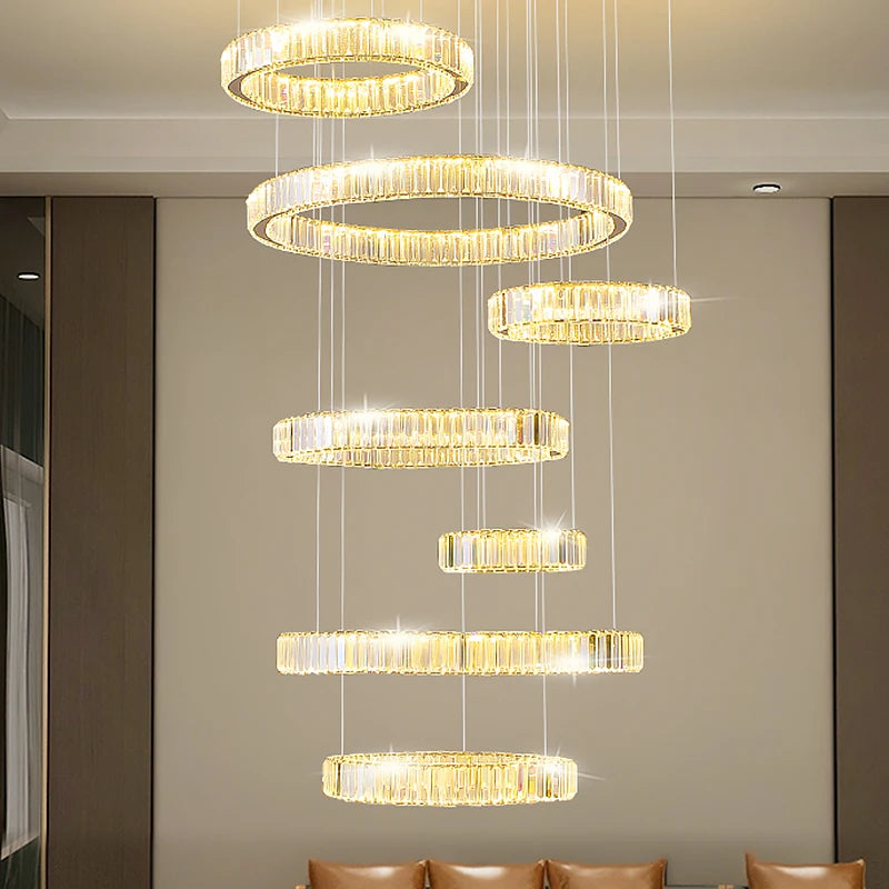 Modern led chandeliers lighting luxury Crystal Chandelier ining room bedroom circular staircase light villa hall hotel Lustre