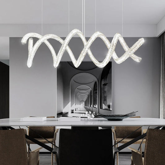 Modern light luxury restaurant chandelier dining room crystal lamp strip lamp simple atmosphere villa art bar lamp