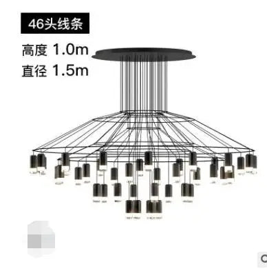 Modern minimalist hotel lobby lamps Nordic creative coffee stairs living room wrought iron geometric lines Villa chandelier