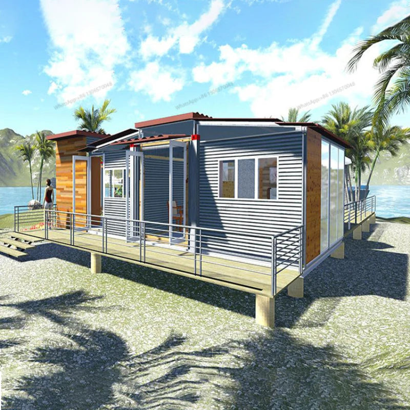 Modular and expandable prefabricated container houses for outdoor container houses