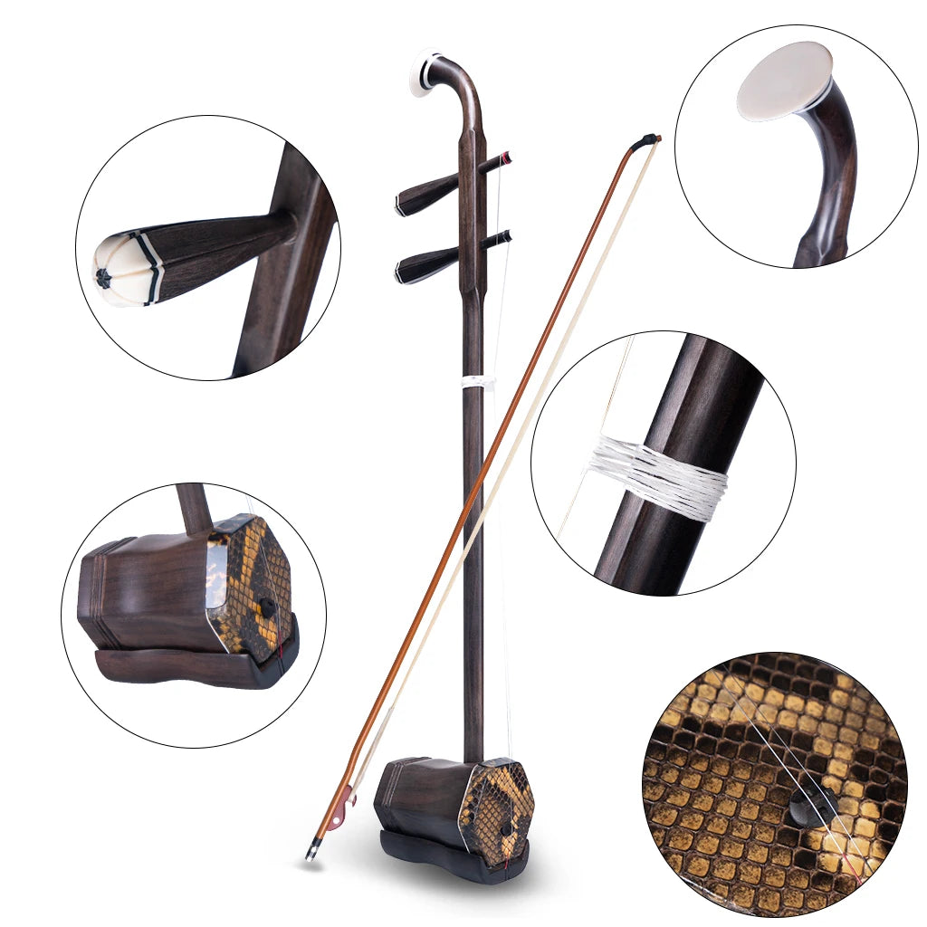 Mugig Advanced Erhu Performers Master Aged Rosewood Erhu 2 String Chinese Fiddle Handmade Chinese National Musical Instruments