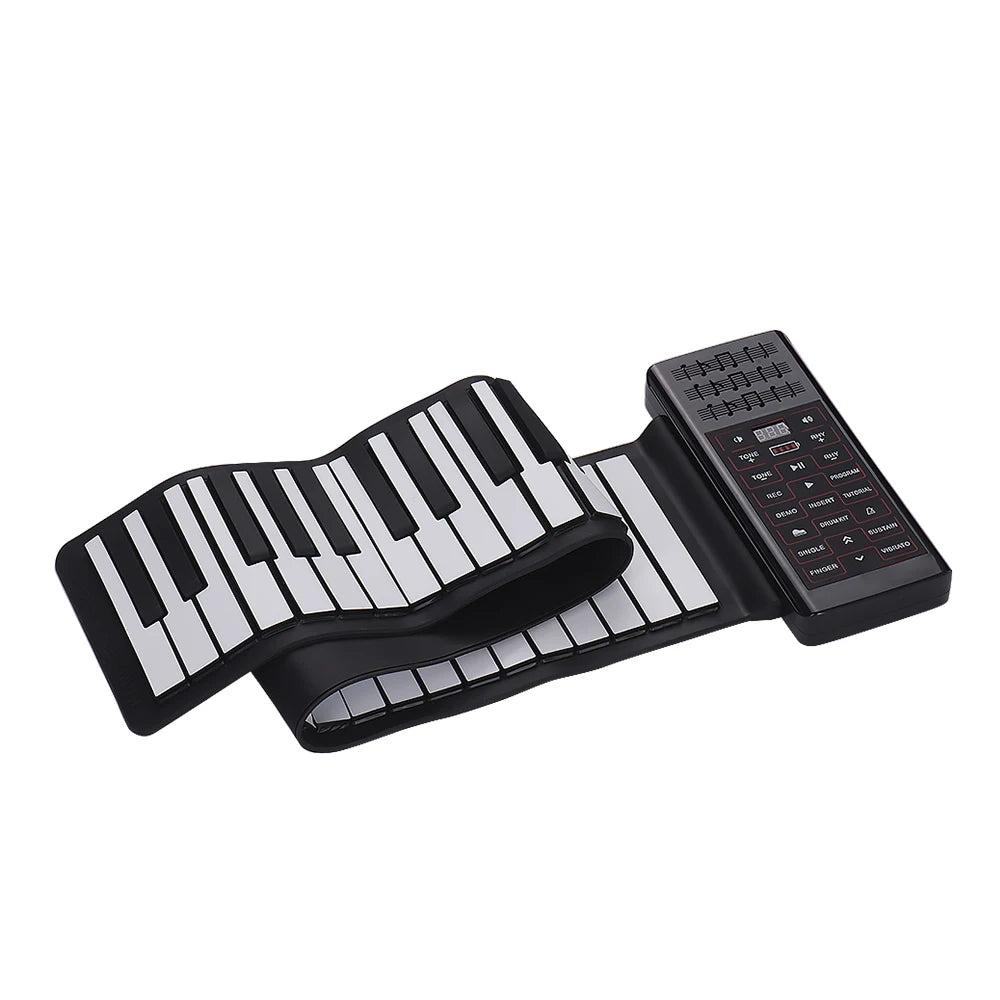 Multifunction Portable Electric 61 Keys Hand Roll Up Piano Flexible Silicone Piano Keyboard Built-in Speaker Rechargeable