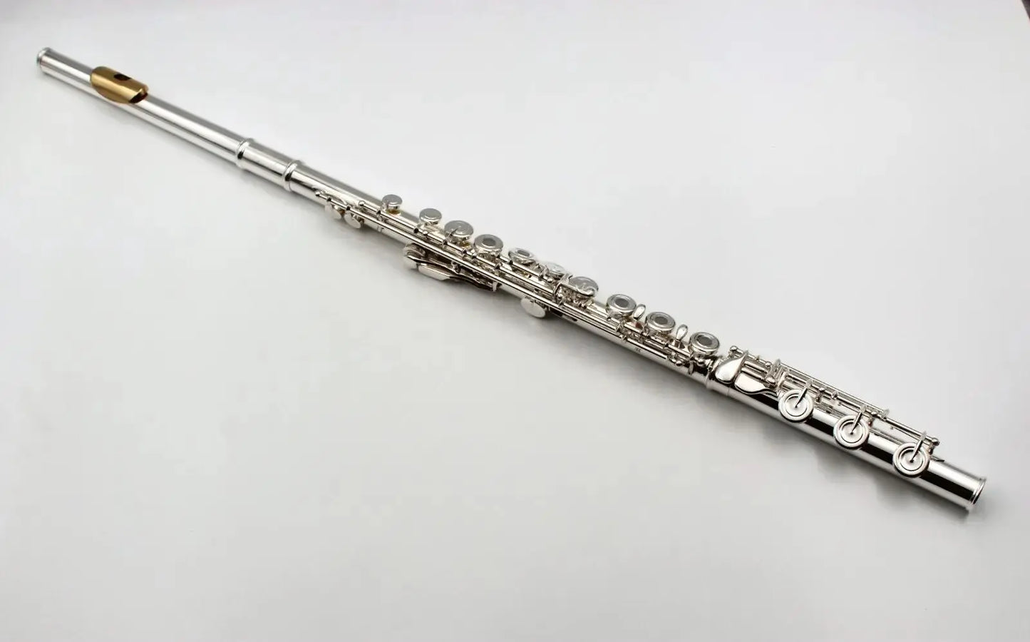 Music solid silver sterling silver body 17 open hole pro use C key flute