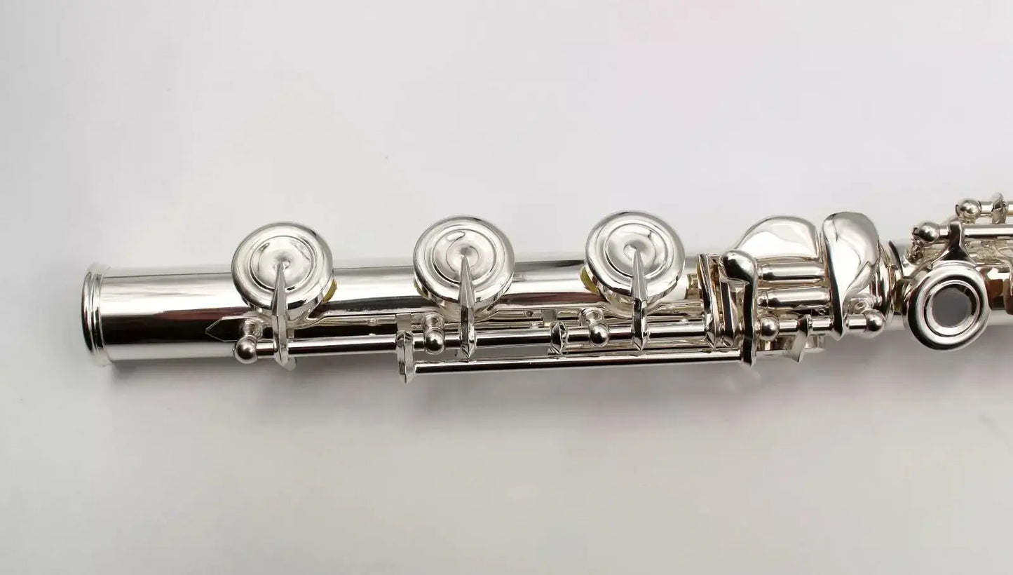 Music solid silver sterling silver body 17 open hole pro use C key flute