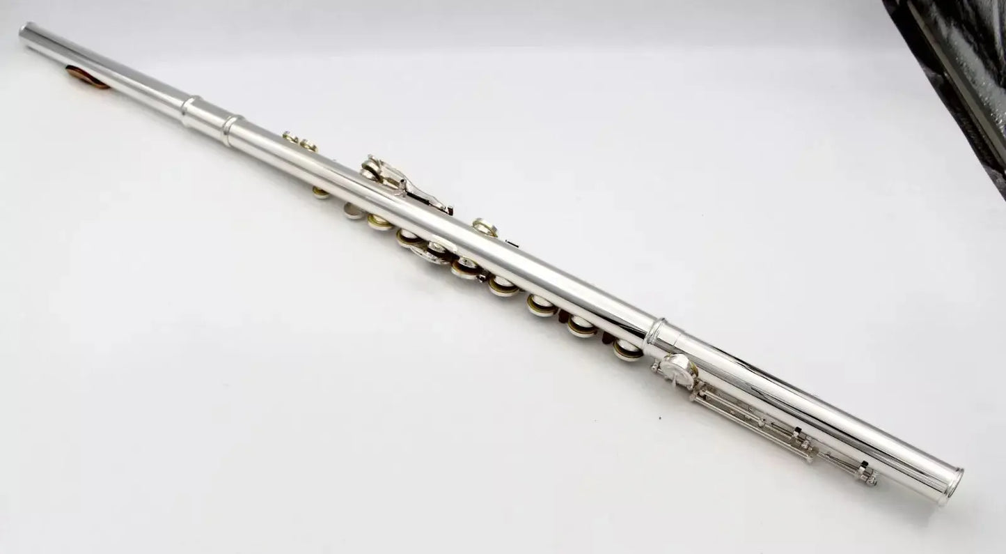 Music solid silver sterling silver body 17 open hole pro use C key flute