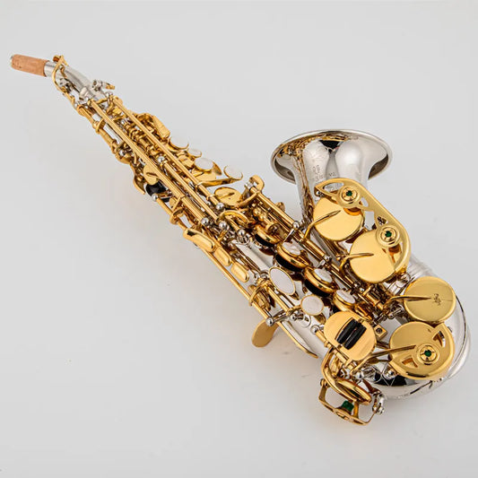 NEW SC-9937 Bb Soprano Saxophone Silver Plated A golden key Brass Professional Woodwind Instrument B Flat Sax